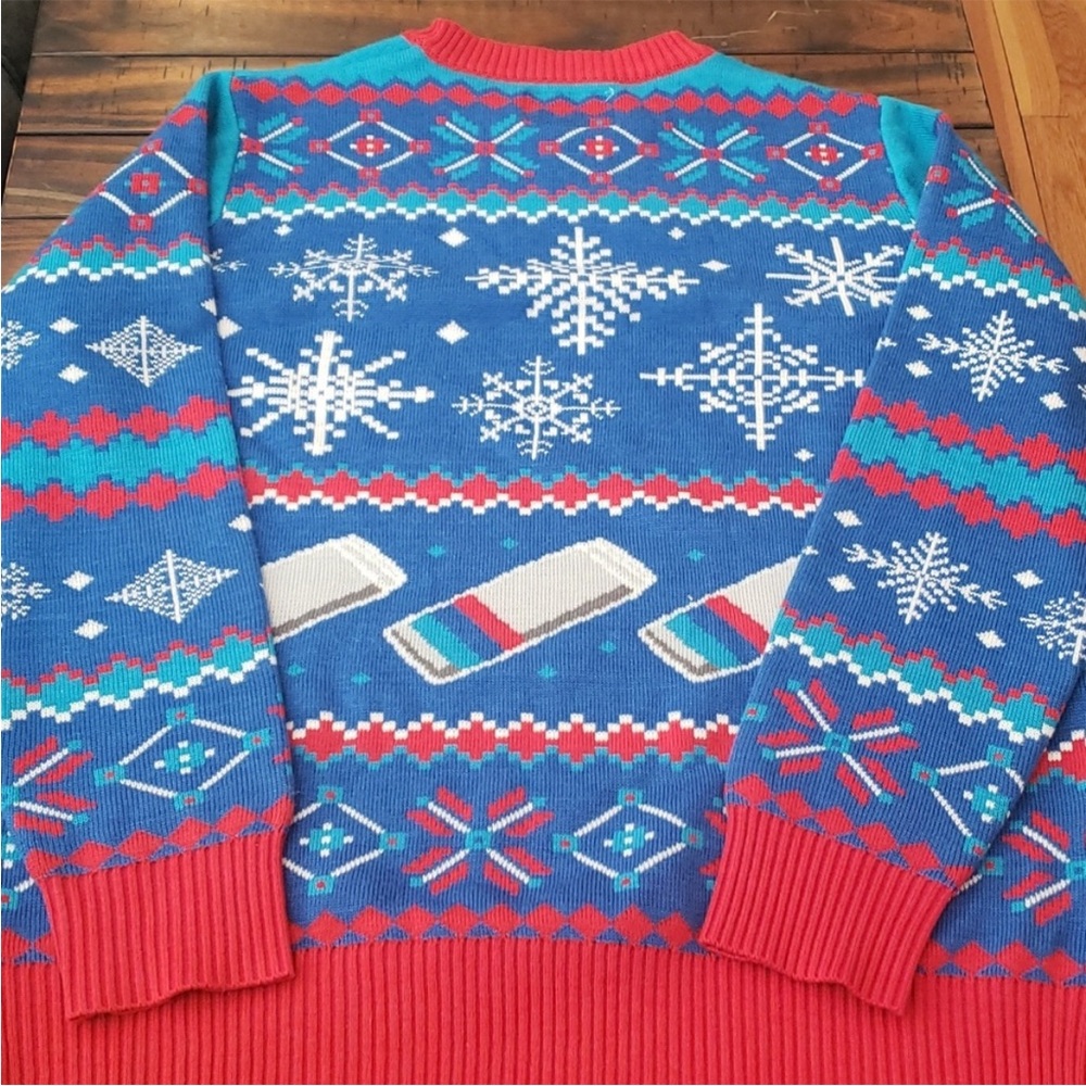 TIPSY ELVES UGLY CHRISTMAS SWEATER  NATURAL LIGHT BEER SWEATER - Picture 4 of 4